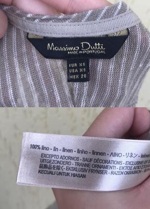 Льняная кофта в полоску,джемпер удлиненный по спинке,лён 100%, massimo dutti 5