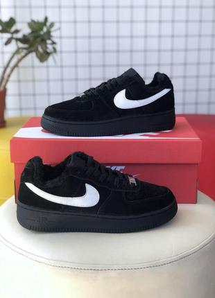 Nike air force 1 low black fur кросівки