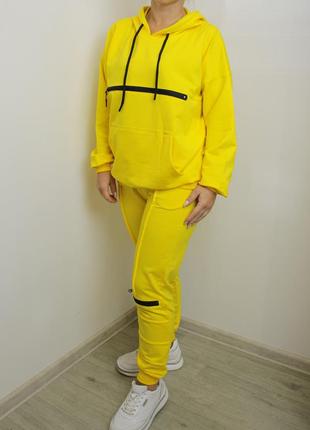 Спортивный детский/подростковый костюм р.128-164см желтый штаны+кофта с капюшоном, замок 128,140,152,164 р.1 фото