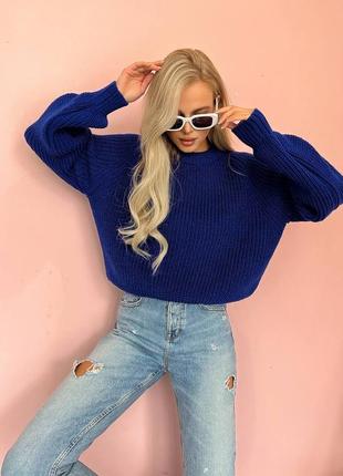 Синий базовый свитер джемпер пуловер1 фото