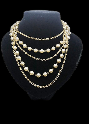 Кол'є золотого тону ланцюжок кілька рядів