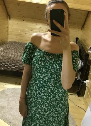 Плаття зелене з квітами!3 фото