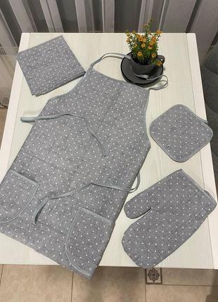 Кухонний набір 4 в 1 (фартух, рукавиця, прихватка, рушник