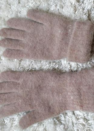 Перчатки ангора,бежевые перчатки ангора,теплые перчатки,вязаные перчатки, зимние перчатки3 фото