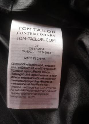 Атласный чёрный бомбер куртка tom tailor, на молнии, с карманами,7 фото