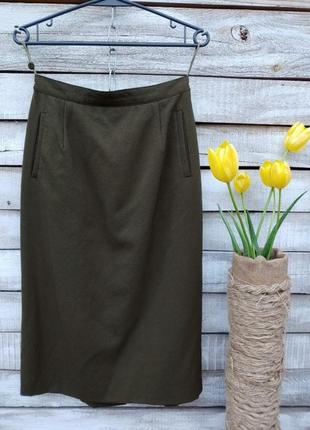 Спідниця міді хакі з вовною