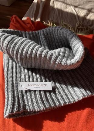 Класичний зручний сірий шарф-труба accessorize1 фото