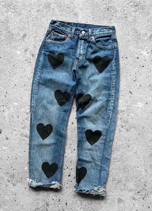 Levi’s flo lab vintage women’s hearts blue denim jeans жіночі джинси