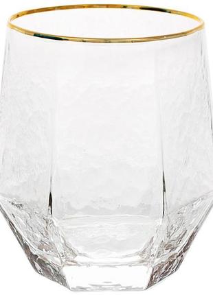 Набор 4 стакана monaco ice 450мл, стекло с золотым кантом