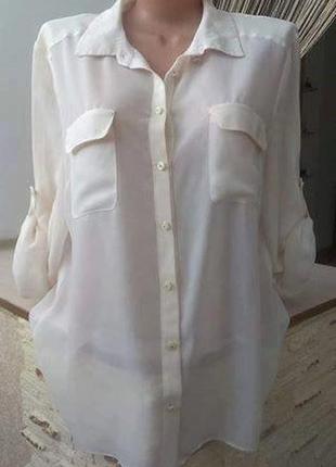 Блуза шифоновая, рубашка молочного цвета1 фото