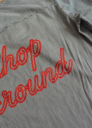 Хлопковый топ, с длинными рукавами, рубашка в полоску с надписью на спине от zara5 фото