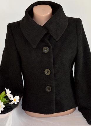Брендовое черное демисезонное шерстяное пальто полупальто jane norman1 фото