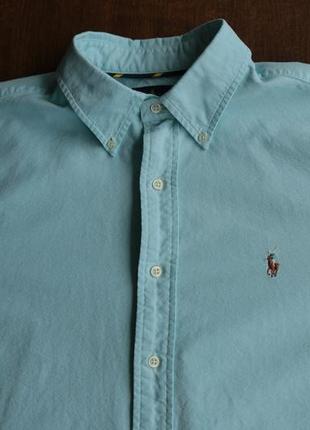 Мужская рубашка ralph lauren classic fit aegean blue shirt2 фото