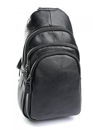 Мужская кожаная сумка через плечо бананка