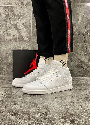 Мужские высокие кожаные кроссовки nike air jordan 1 #найк