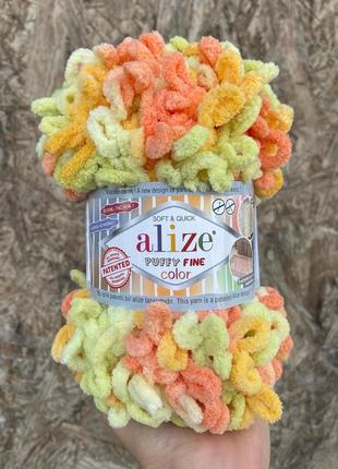 Пряжа alize puffy fine 833  color 6313