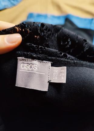 Asos асос платье чорне з гіпюром мереживом класичне базове рукав 3/4 вільна спідниця8 фото