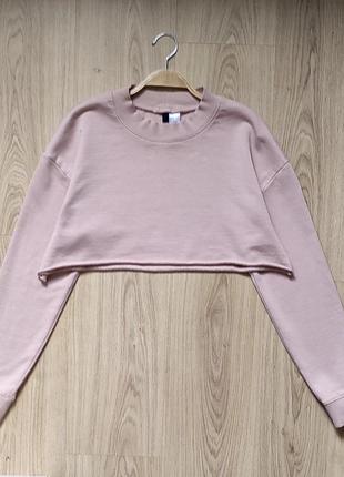 Укороченный свитшот кроп топ пудра