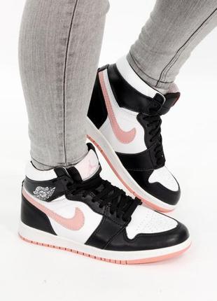 Женские высокие кожаные кроссовки с мехом nike air jordan 1 winter#найк