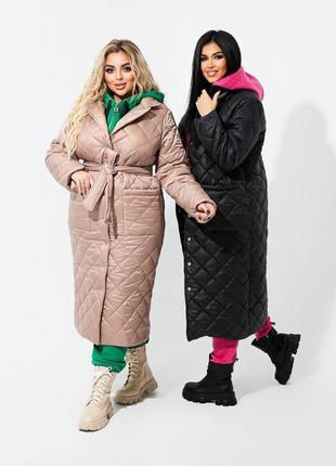 Стеганное пальто батал