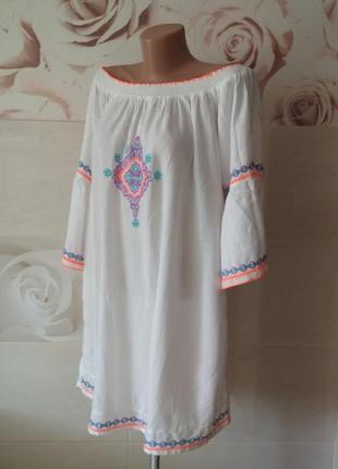 Натуральна сукня туніка  з вишивкою atmosphere нова з біркою