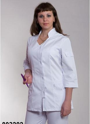 Костюм медицинский, белый, х/б-коттон, р.42-60, батал, женская спецодежда, 893202