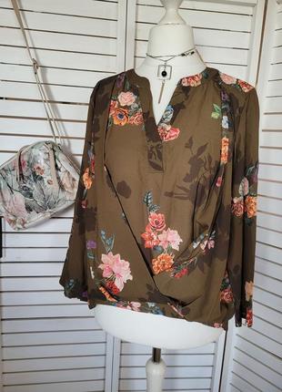 Блуза хаки цветы 1