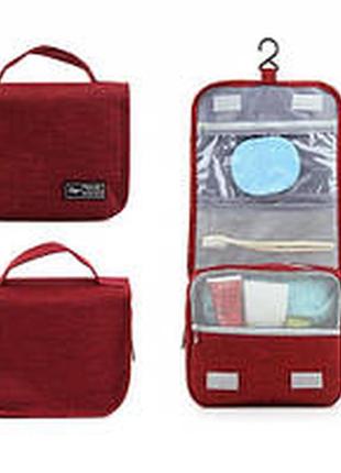 Дорожный органайзер для косметики travel wash bag. бордовый1 фото