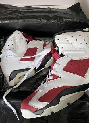 Кроссовки nike air jordan 6 retro carmine   white red  384665-106