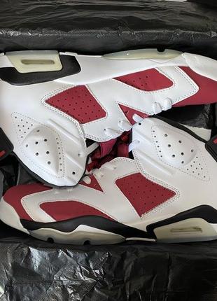 Кроссовки nike air jordan 6 retro carmine   white red  384665-1063 фото