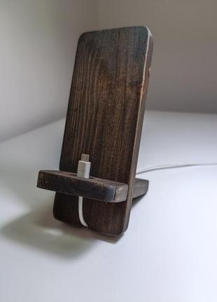 Дерев'яна підставка для телефона, тримач — iffwood — колір венге5 фото