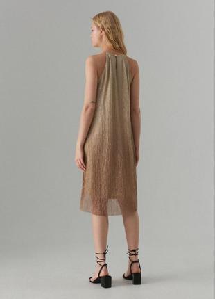 Блестящее платье mohito с эффектом омбре, вечернее/коктейльное, золотистая нить3 фото