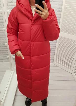 42-60 зимова куртка пальто жіноча довга з капішоном зимнее пальто женское длинное з капюшоном плащев4 фото