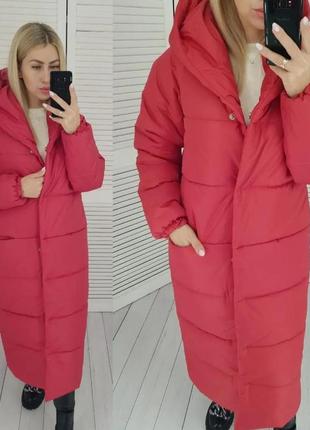 42-60 зимова куртка пальто жіноча довга з капішоном зимнее пальто женское длинное з капюшоном плащев6 фото
