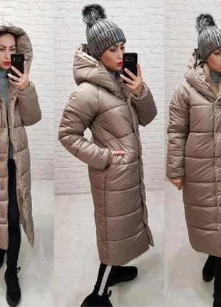 42-60 зимова куртка пальто жіноча довга з капішоном зимнее пальто женское длинное з капюшоном плащев2 фото