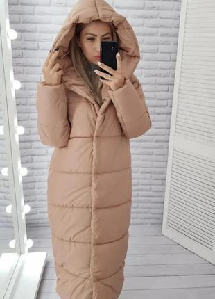 42-60 зимова куртка пальто жіноча довга з капішоном зимнее пальто женское длинное з капюшоном плащев5 фото