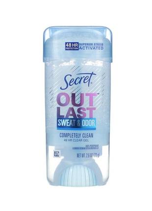 Secret outlast, прозорий дезодорант-гель «абсолютна чистота», без аромату, діє 48 годин, 73 г