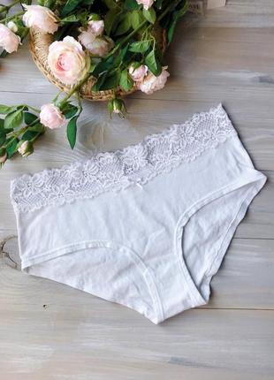 Білі котонові трусики з круживом ellen amber