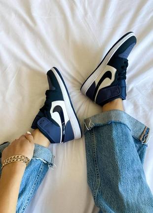 Чоловічі кросівки nike air jordan 1 retro high violet white black