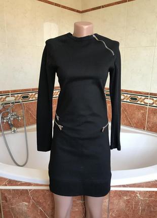 Суперское черное платье zara с молниями зара