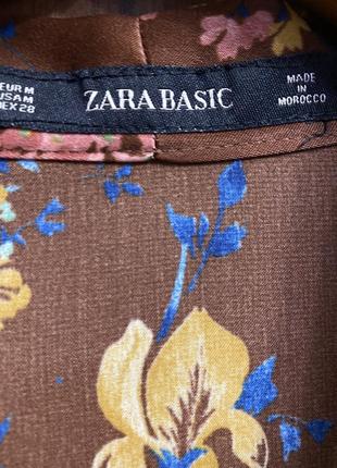Платье коричневое в цветочный принт zara6 фото