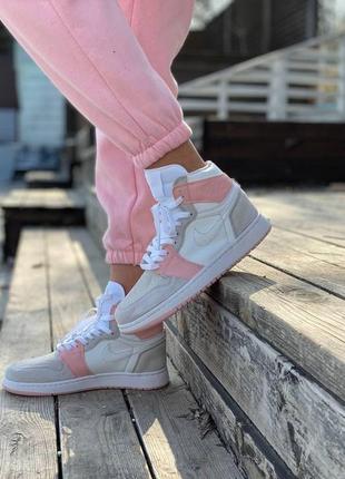 Жіночі кросівки nike air jordan 1 retro high pink grey white 27 фото