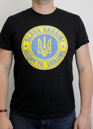 Патріотична футболка (xxl) слава україні герб glory to ukraine чорна футболка з написом, футболка із гербом