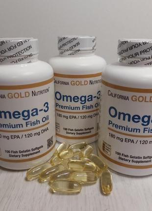 Омега - 3 від california gold nutrition premium fish oil 100капс. виготовляється в сша