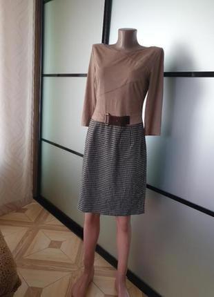 Пастельное офисное платье миди. базовое прямое классическое платье с-м