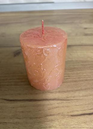 Велика рожева фігурна свічка висотою 7,5см1 фото