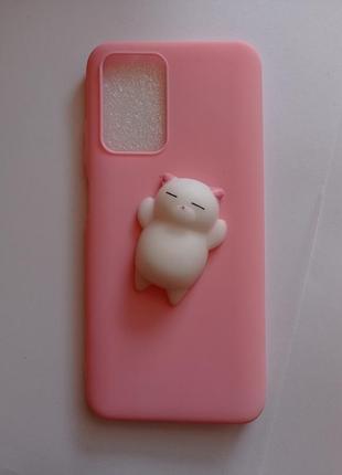 Милий білий чохол з м'яким яким кошенятком на redmi note 10