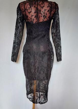 Черное гипюровое платье футляр missguided(размер 34-36)4 фото