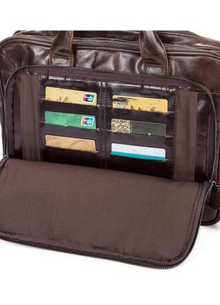 Стильная повседневная деловая сумка мужская коричневая винтажная натуральная кожа3 фото