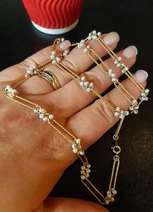 Ланцюжок чокер колье вінтаж, перламутр